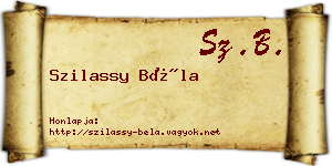 Szilassy Béla névjegykártya